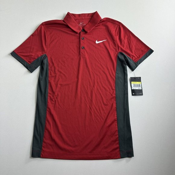 Nike Dri-Fit Chest Swoosh Gym Red Golf Polo‎ T-Shirt Size Adult Small Active - Picture 1 of 9